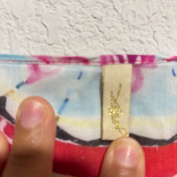 Gottex Women's Kaftan Dress Multicolor Medium Floral Print Bohemian Keyhole Neck - Picture 7 of 10